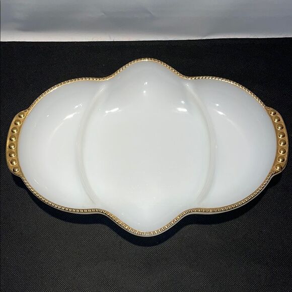 Vintage Fire King White and Gold Serveware Platter - Picture 3 of 12